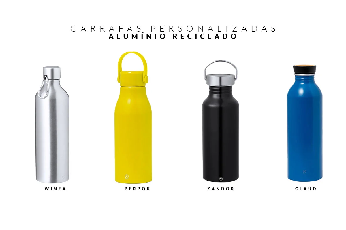 garrafas de alumínio reciclado