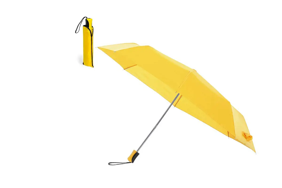 guarda-chuva amarelo com suporte em pvc para guardar